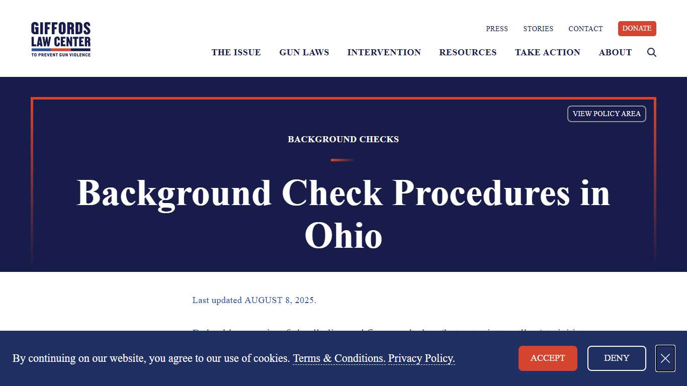 Background Check Procedure Laws in Ohio Giffords